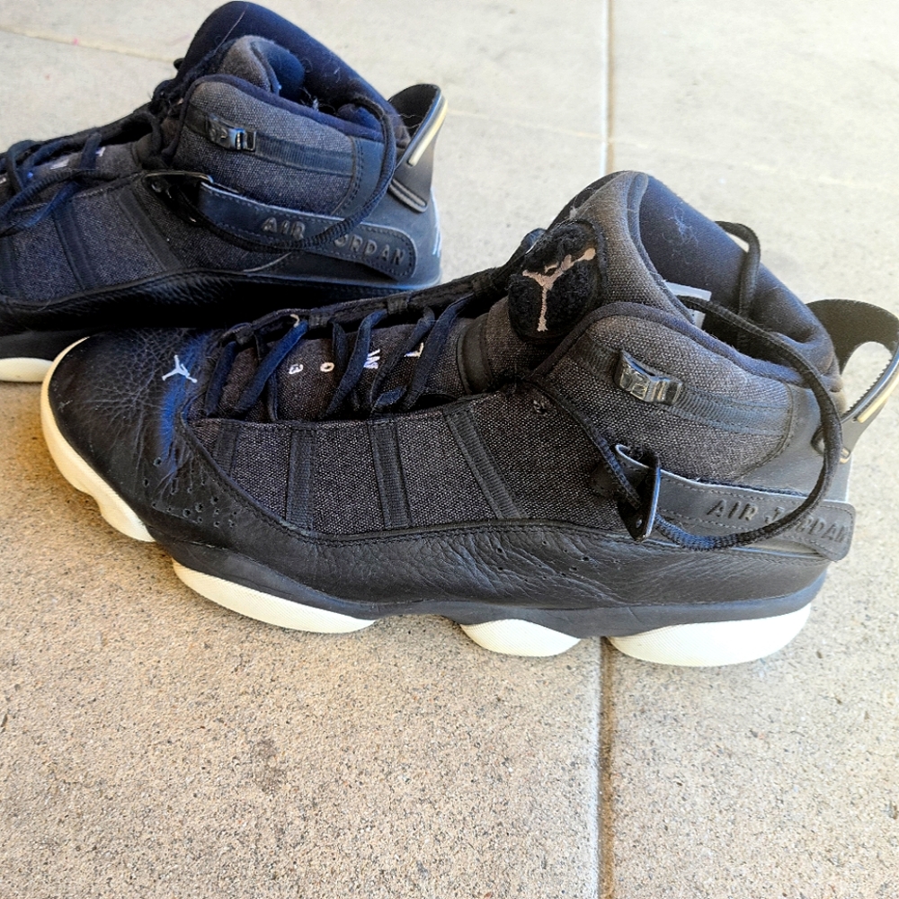 Nike Jordan 6 Rings Shoes Mens Size 12 Black Matte Silver White